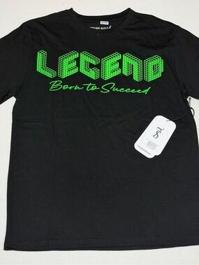 Seven Souls “Legend Born to Succeed” Graphic T-Shirt Neon Green Text (NWT)